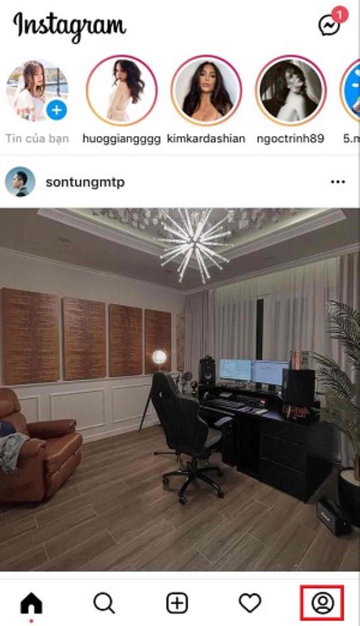 Cách xem kho lưu trữ tin trên instagram trên điện thoại bước 1