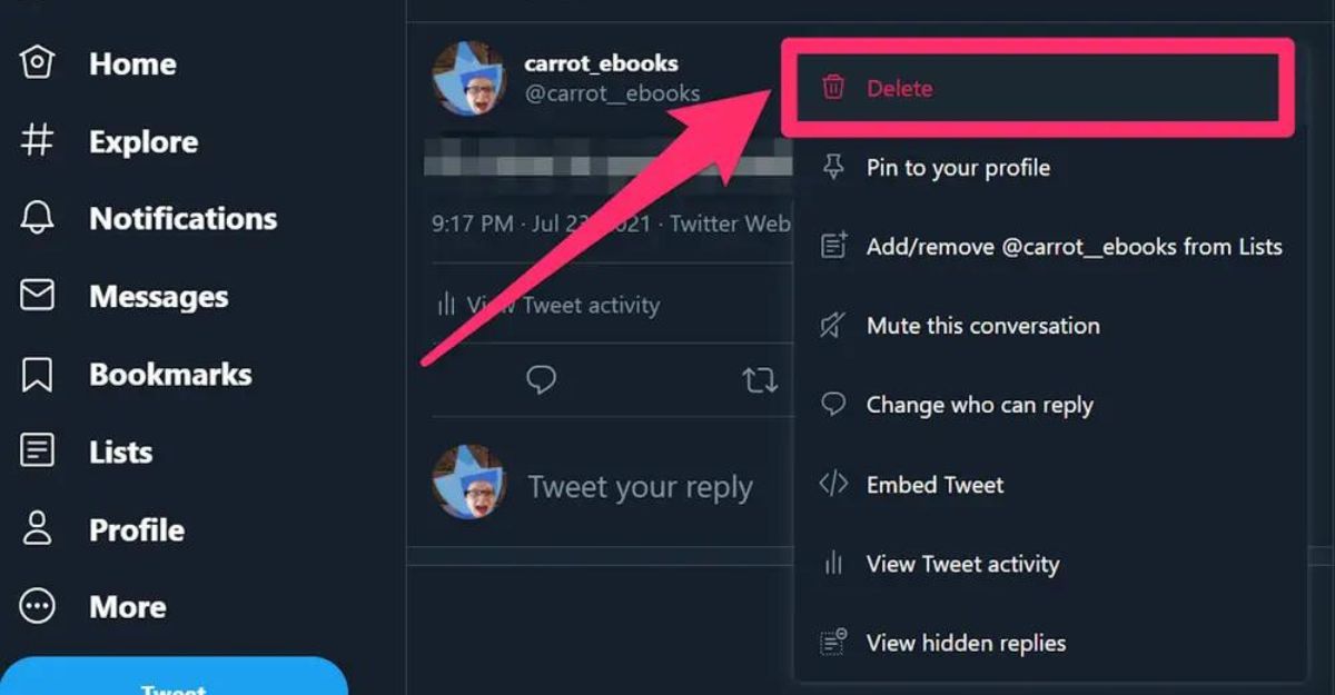 Cách xóa một tweet trên Twitter web
