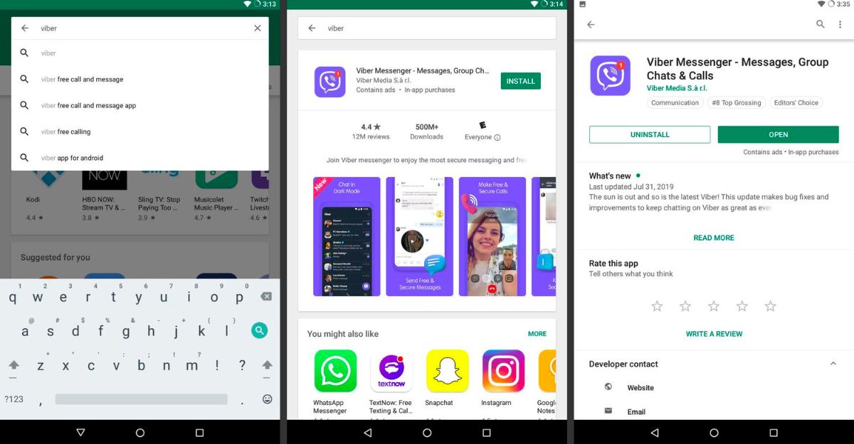Cài đặt phiên bản mới nhất của Viber - không tải được file trên Viber