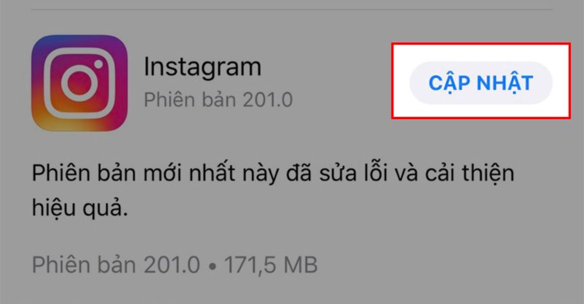 Cập nhật ứng dụng Instagram