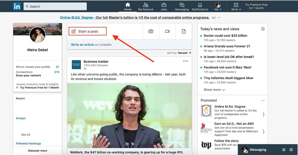 Chia sẻ các nội dung trên Linkedin