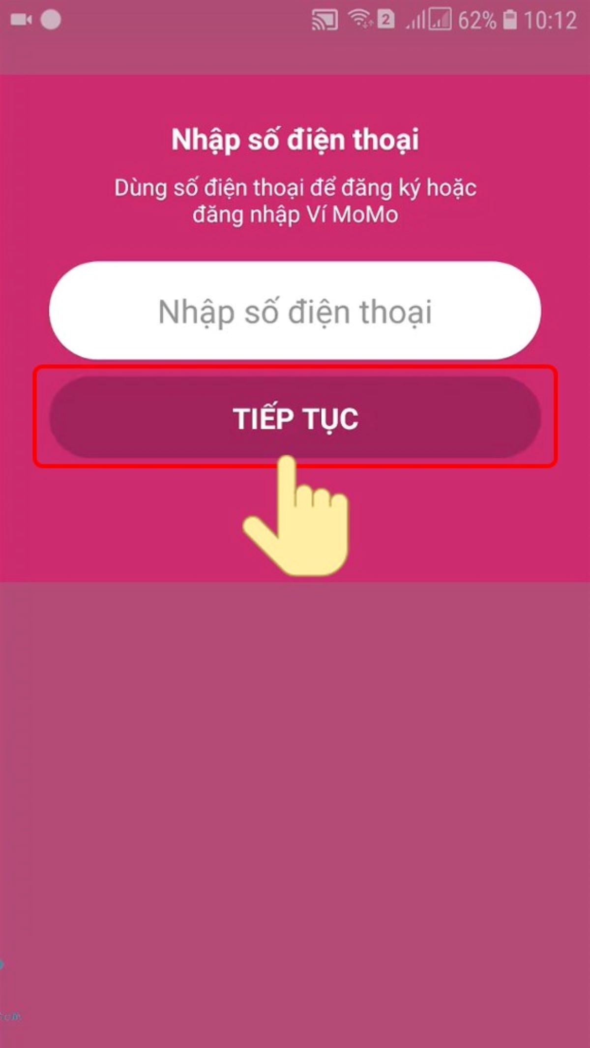 Đăng nhập vào tài khoản MoMo