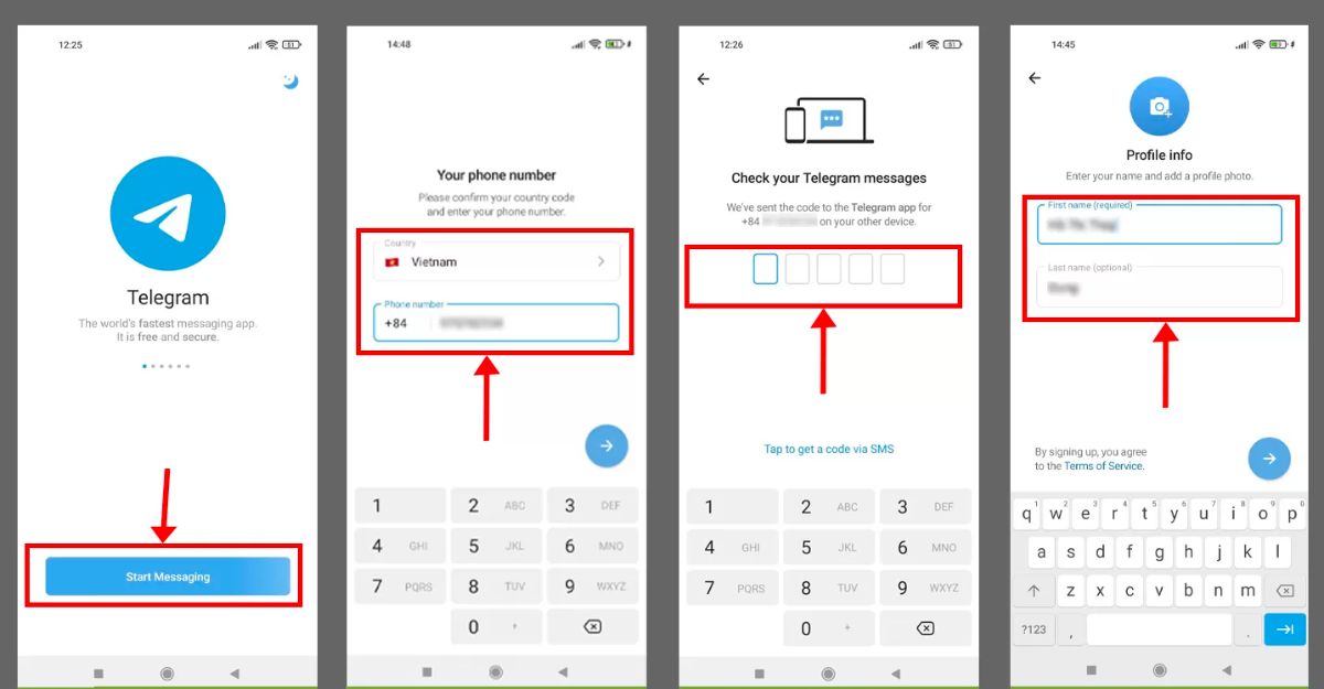 Các bước đăng nhập Telegram trên điện thoại