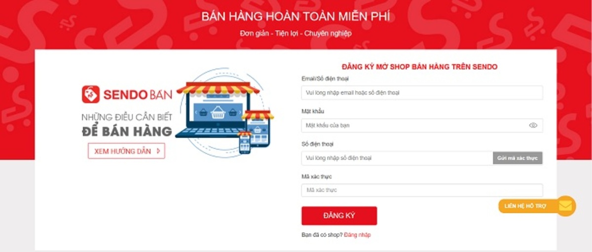 Bước 1: Đăng ký bán hàng