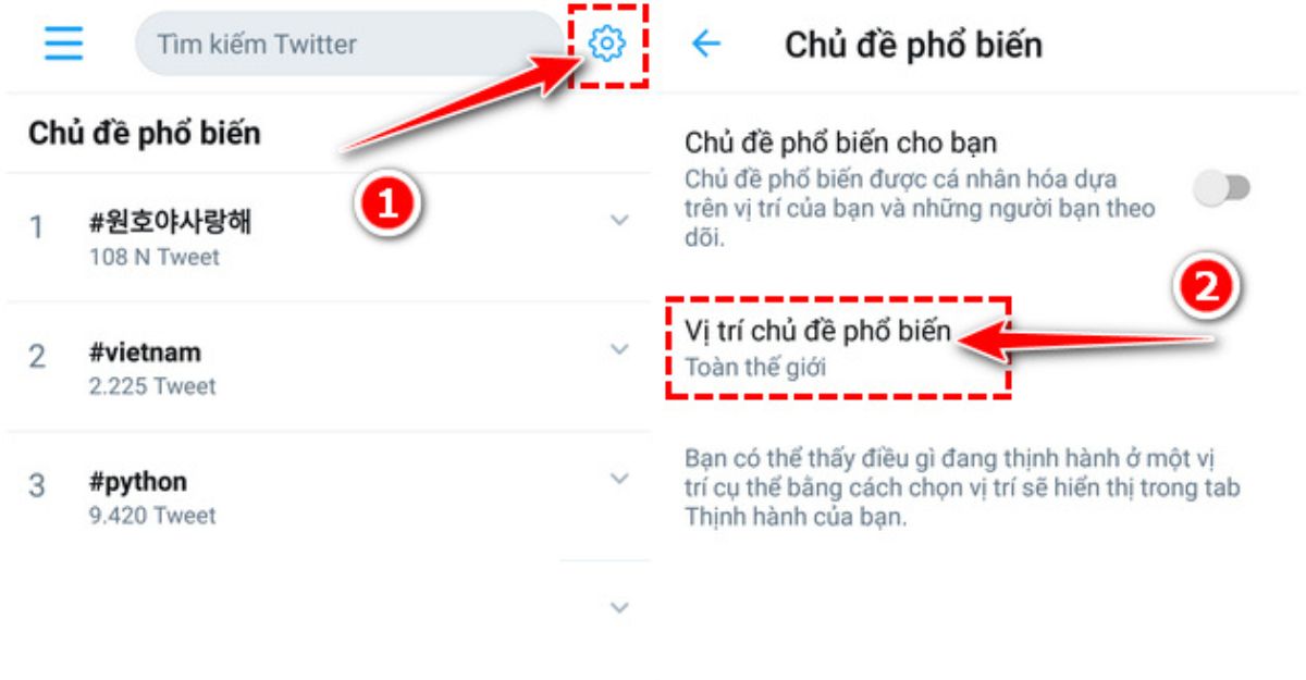 Hướng dẫn cách xem top trend trên Twitter thế giới