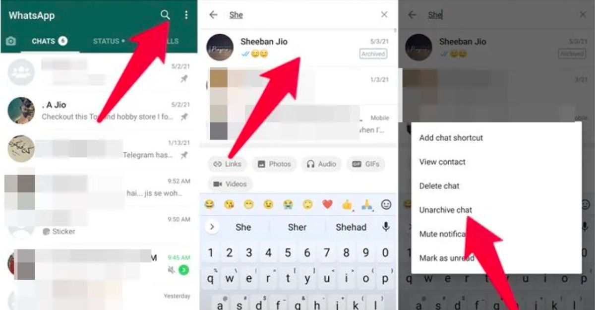 Hủy lưu trữ trò chuyện WhatsApp trên Android