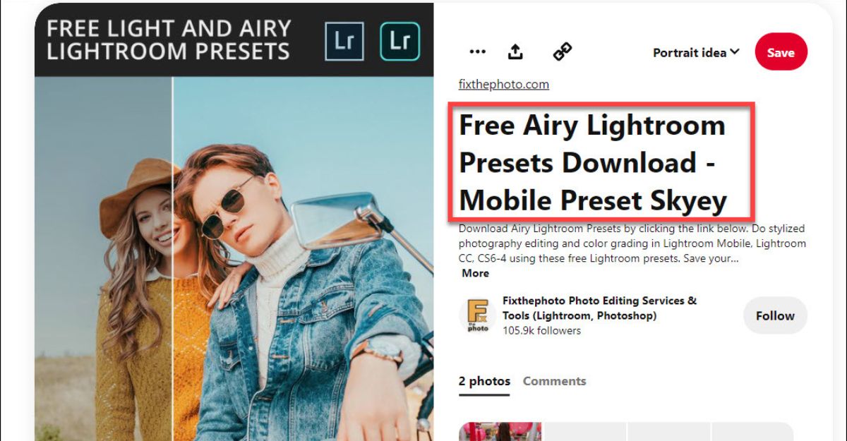 Lợi ích của cách lưu công thức từ Pinterest vào Lightroom