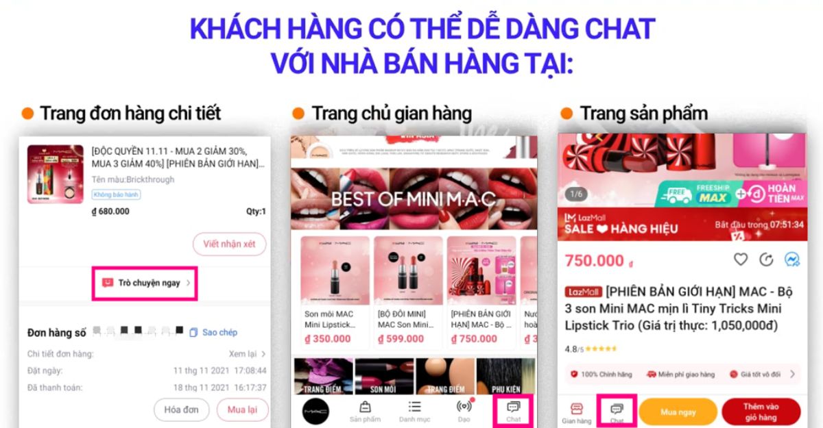 Nhập nội dung tin nhắn và gửi cho shop