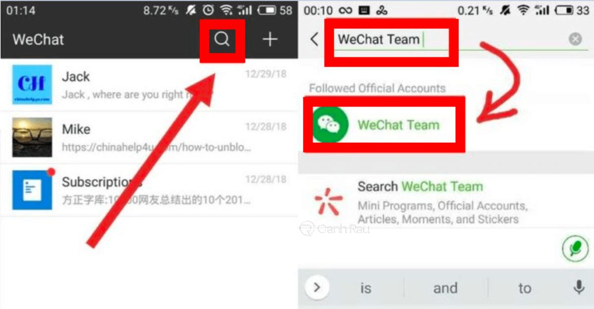 Sử dụng Wechat Team