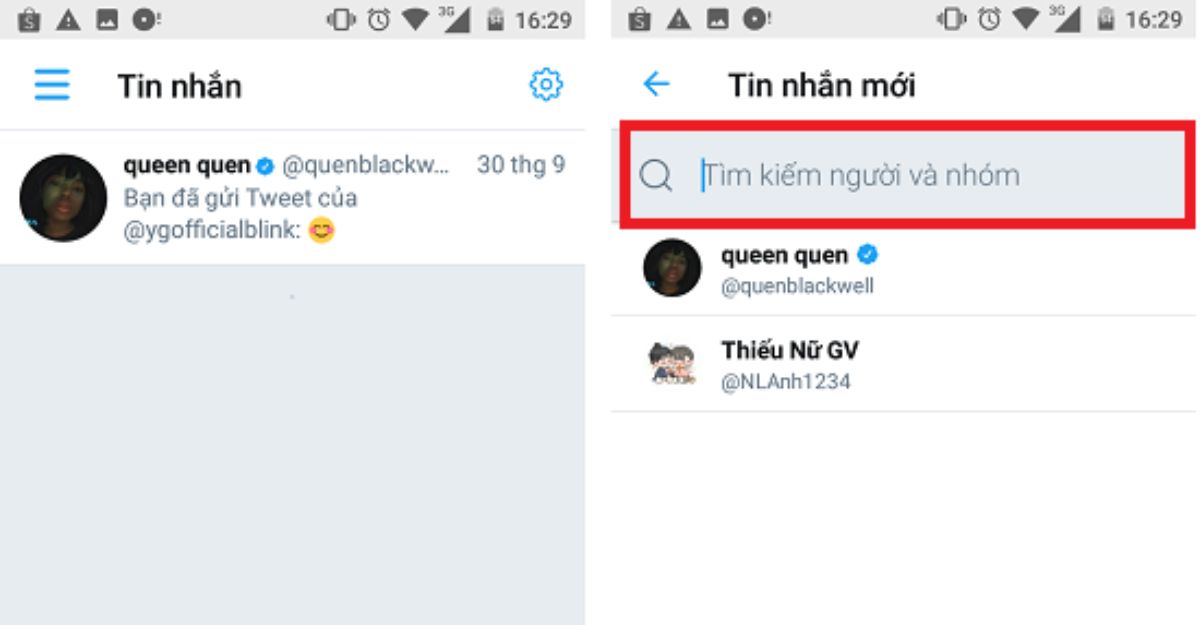 Tính năng chat nhóm trên Twitter