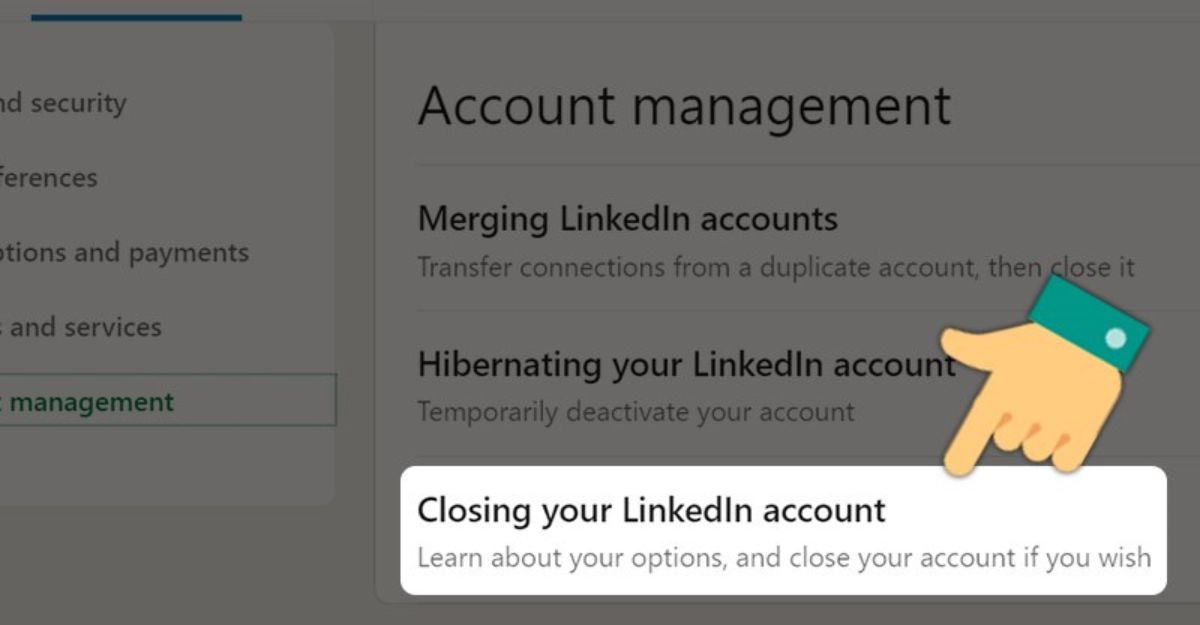Xóa tài khoản Linkedin bằng máy tính