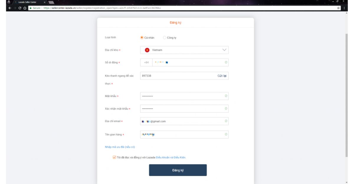 Các bước để tạo tài khoản bán hàng trên Lazada