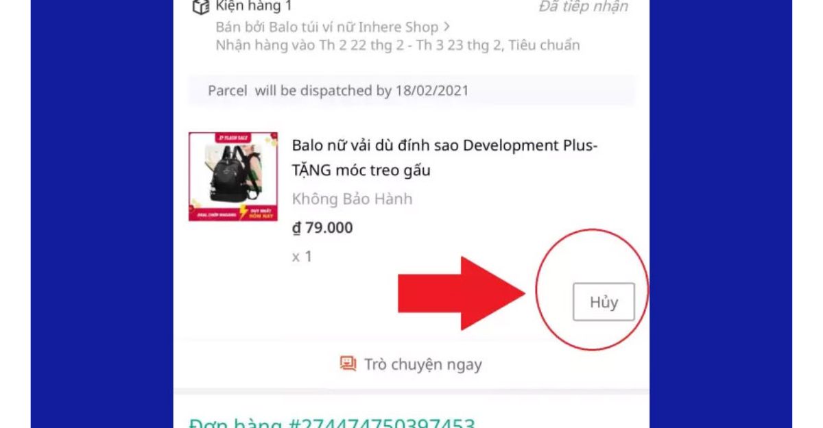 Cách hủy đơn lazada trên ứng dụng điện thoại Lazada