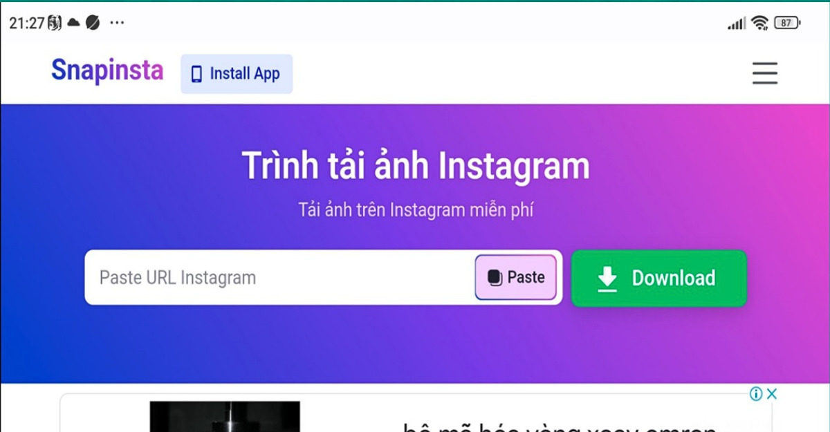 Cách lưu ảnh bằng web Snapinsta-Limoseo
