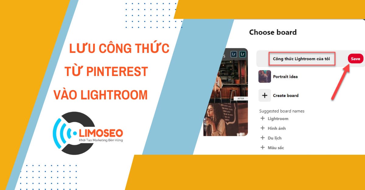 cách lưu công thức từ Pinterest vào lightroom