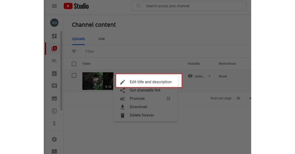 chỉnh sửa tiêu đề video youtube