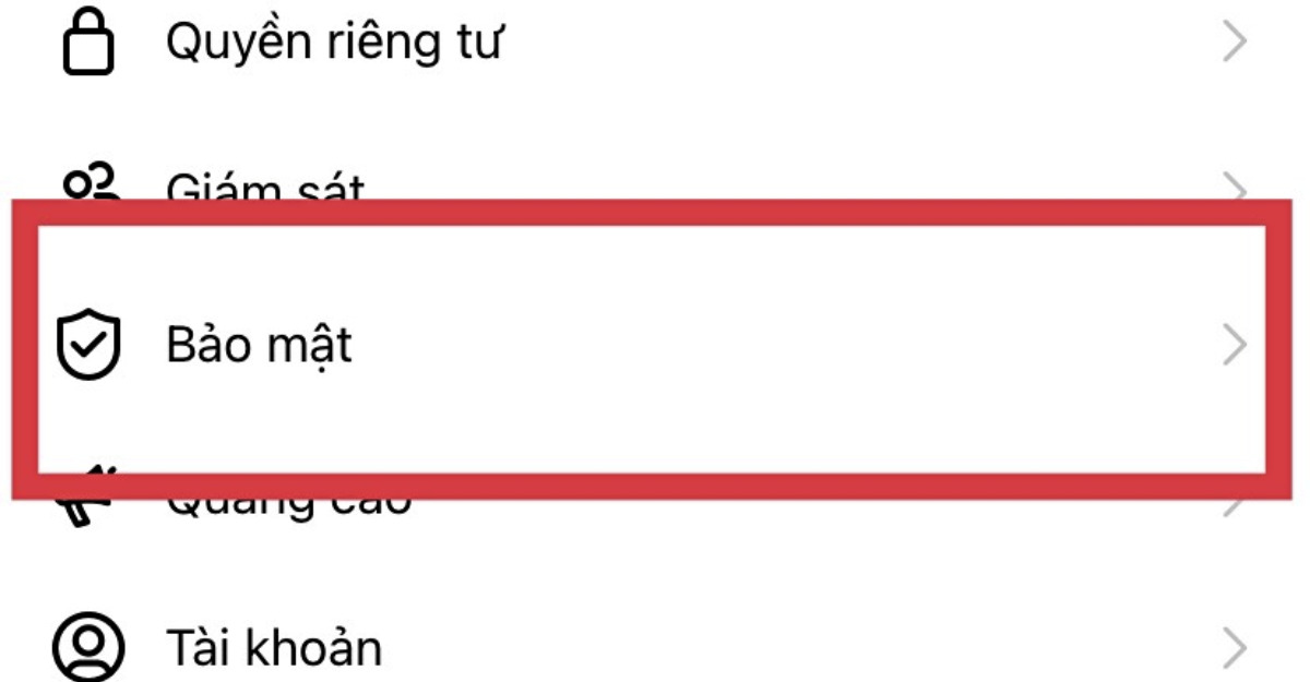 Chọn cài đặt, chọn bảo mật-Limoseo
