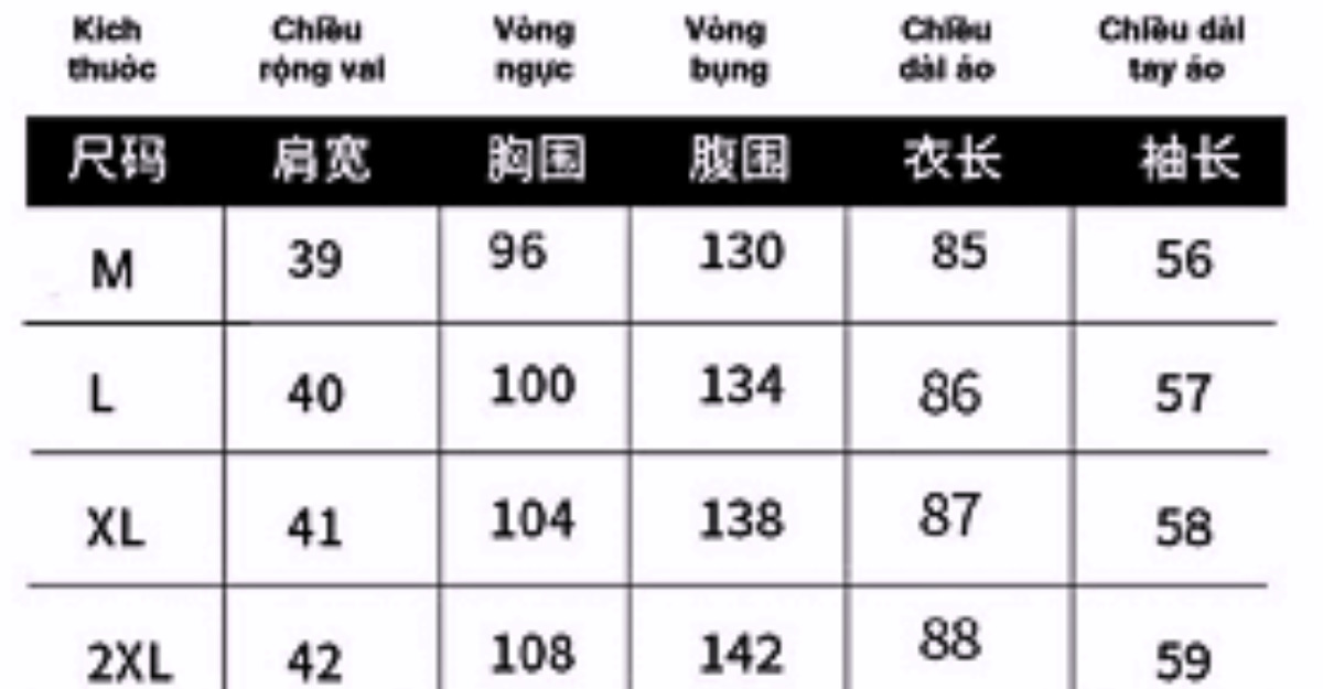 Dịch size quần áo Taobao nữ- Limoseo