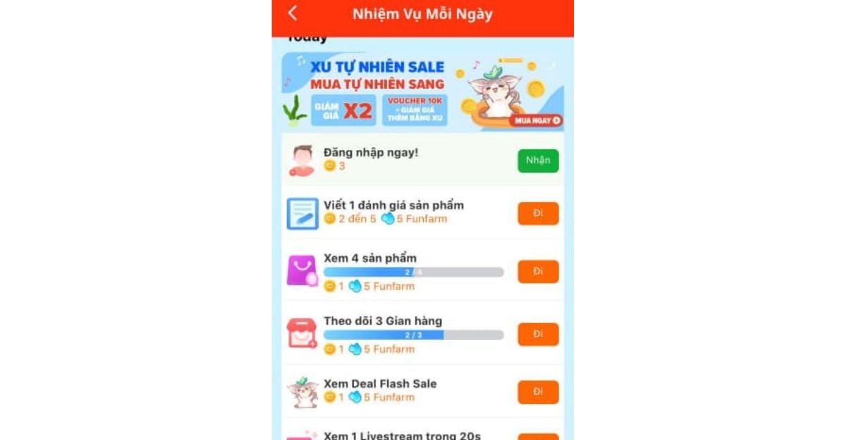 Hoàn thành nhiệm vụ mỗi ngày