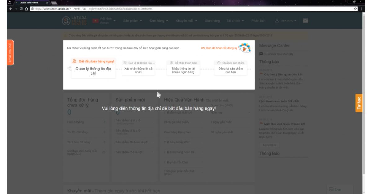 Hướng dẫn cập nhật thông tin gian hàng trên Lazada