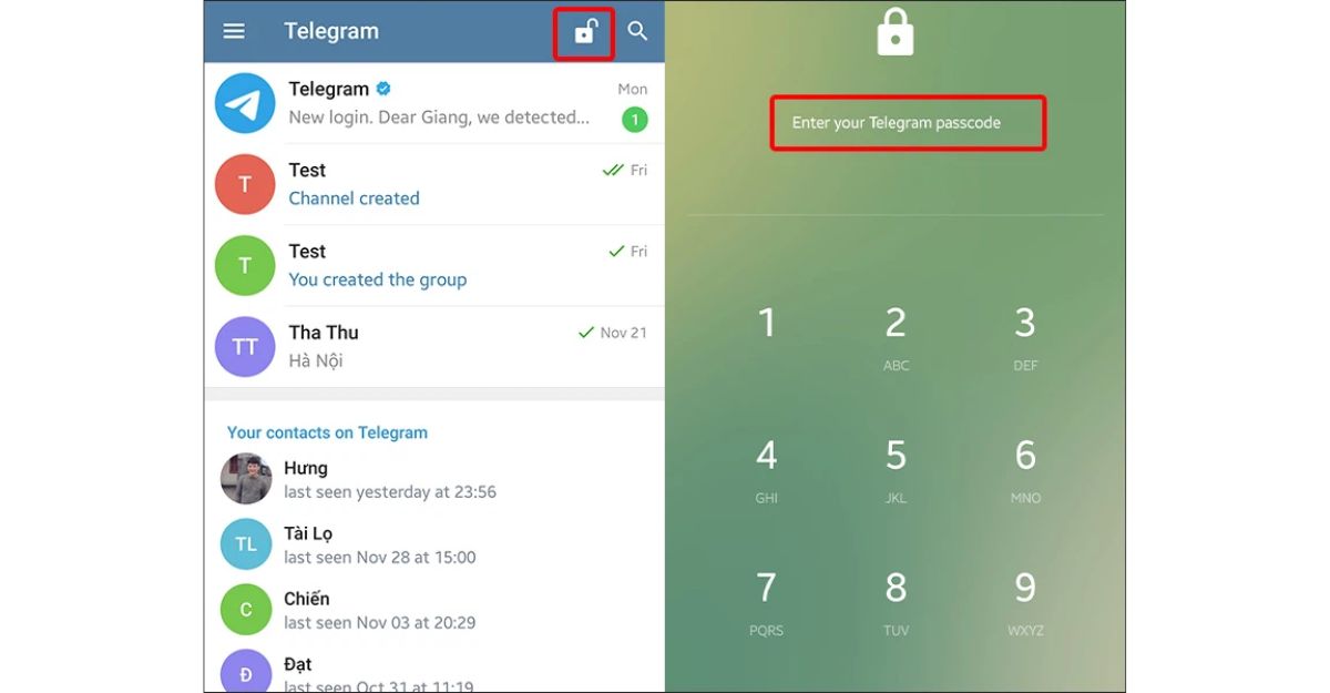 Hướng dẫn đặt khóa ứng dụng Telegram trên hệ điều hành Android