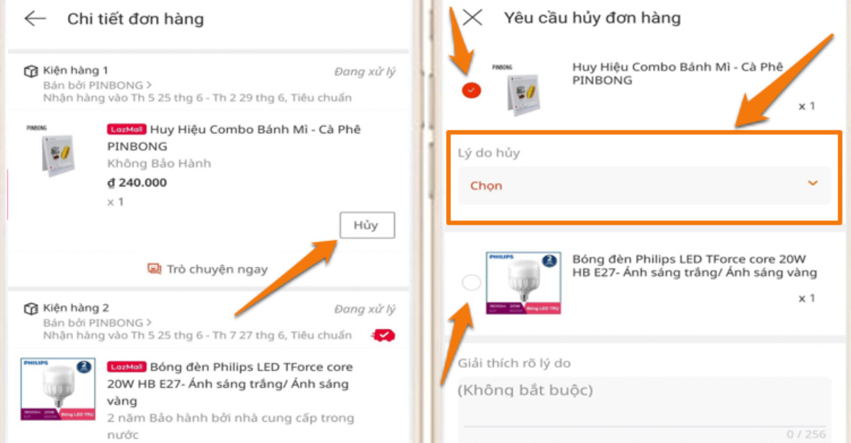 Hủy đơn hàng không cần mua-Limoseo