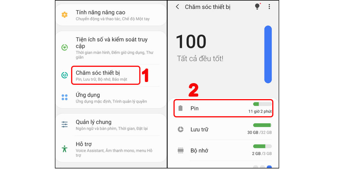 Kiểm tra dung lượng pin:
