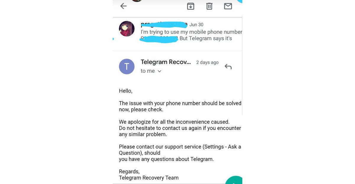 Liên lạc với phòng hỗ trợ của Telegram