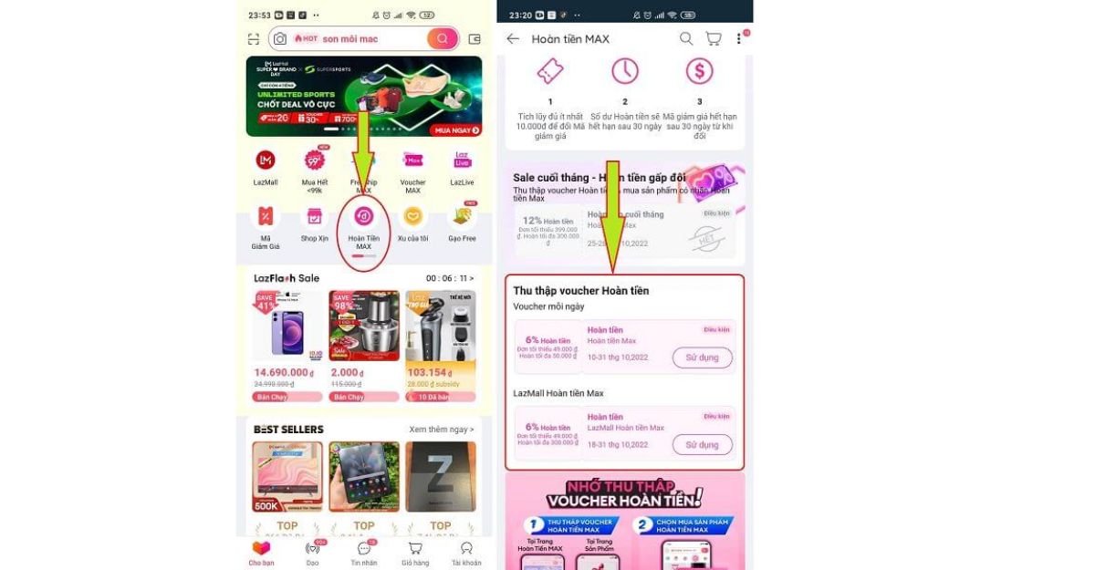 Phí Hoàn tiền MAX Lazada