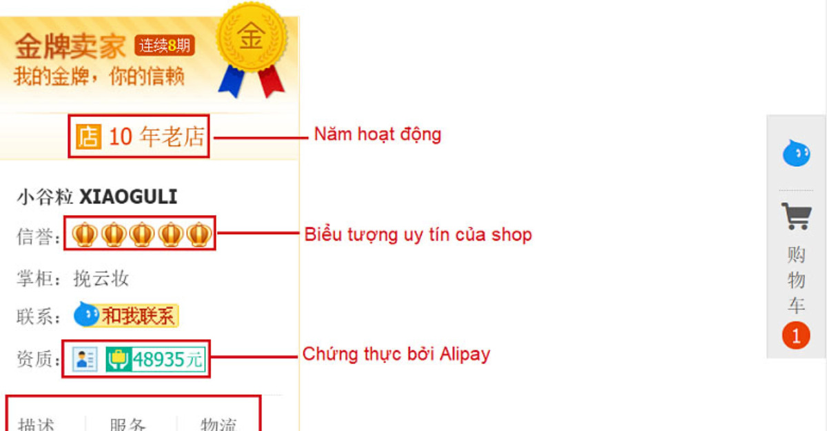 Số năm hoạt động trên Taobao- Limoseo
