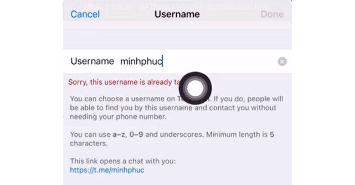 Tạo liên kết cá nhân trên Telegram