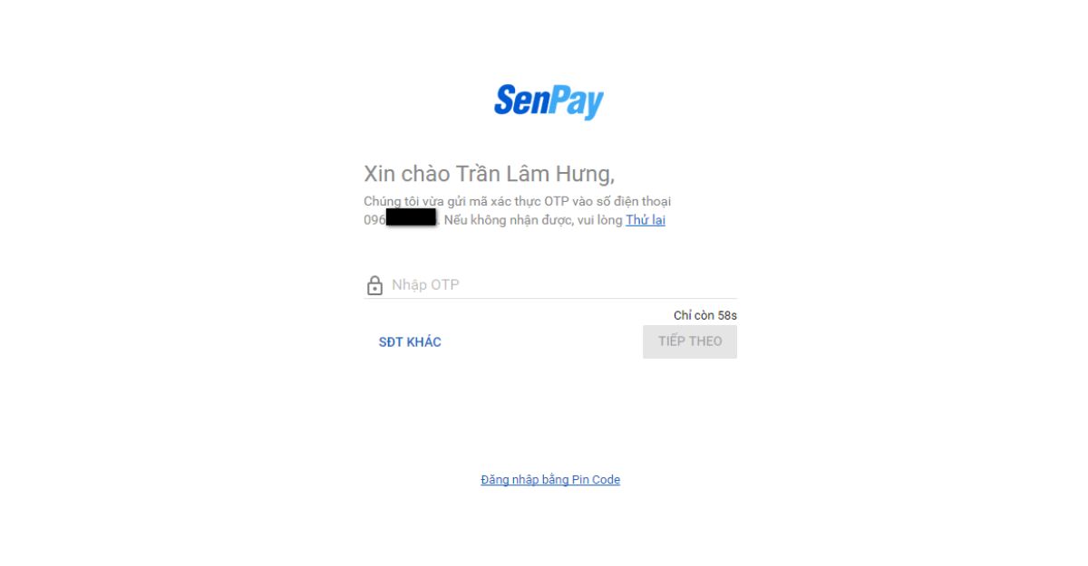 Thay đổi số điện thoại senpay