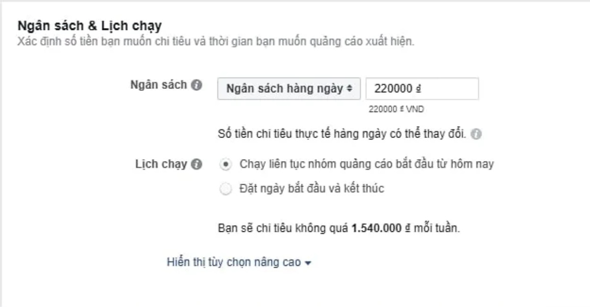 Thiết lập ngân sách chiến dịch- Limoseo