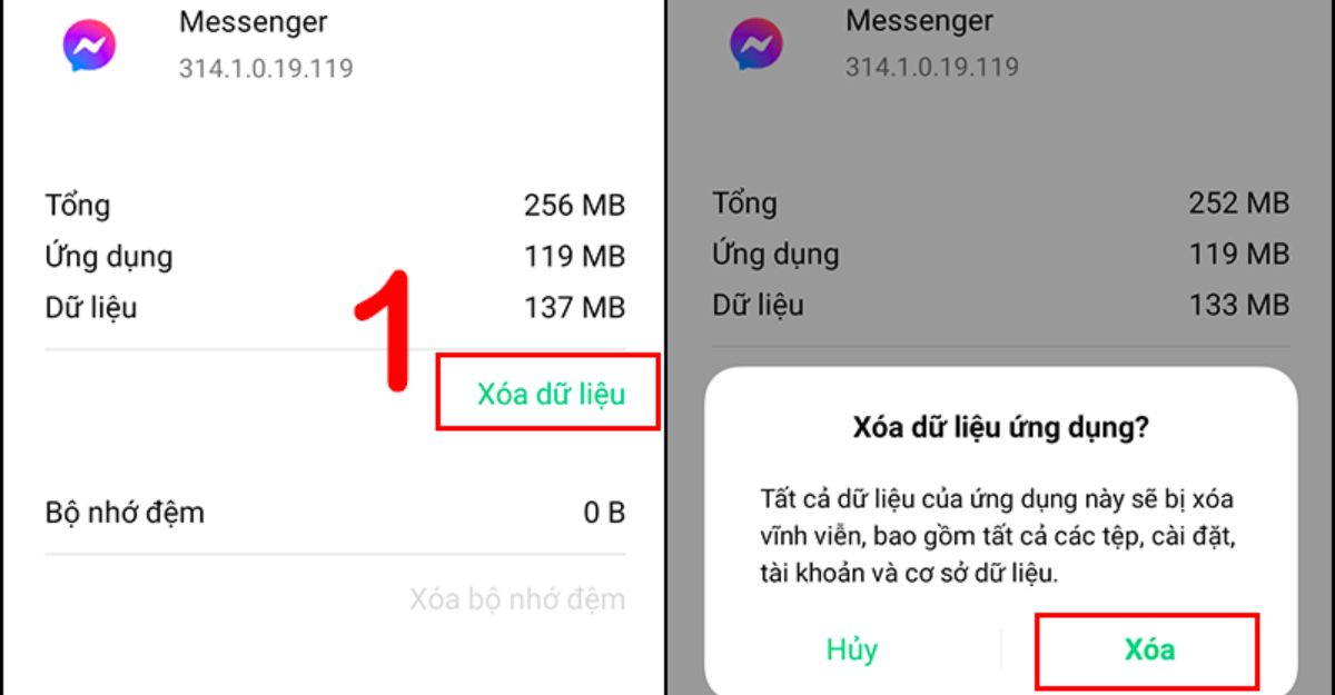 Cách 1_ Thoát Messenger bằng cách xóa dữ liệu ứng dụng