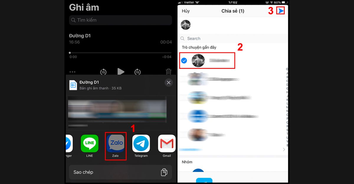 Cách gửi file ghi âm qua zalo trên Iphone