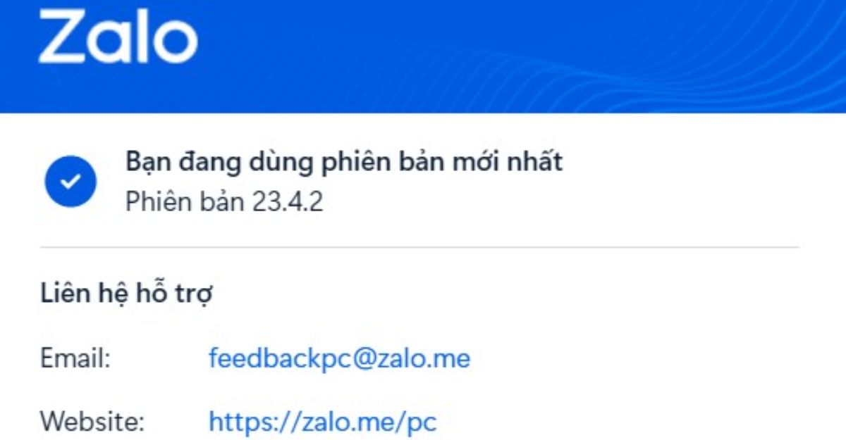 Email hỗ trợ Zalo