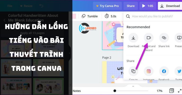 Hướng dẫn lồng tiếng vào bài thuyết trình trong Canva Limoseo