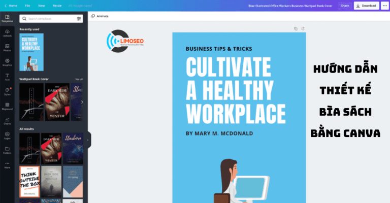 Hướng dẫn thiết kế bìa sách bằng canva Limoseo