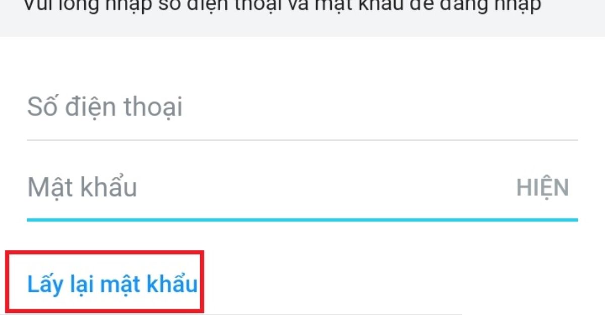 Lấy lại mật khẩu Zalo bằng Username
