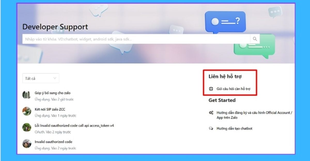 Website chăm sóc khách hàng Zalo