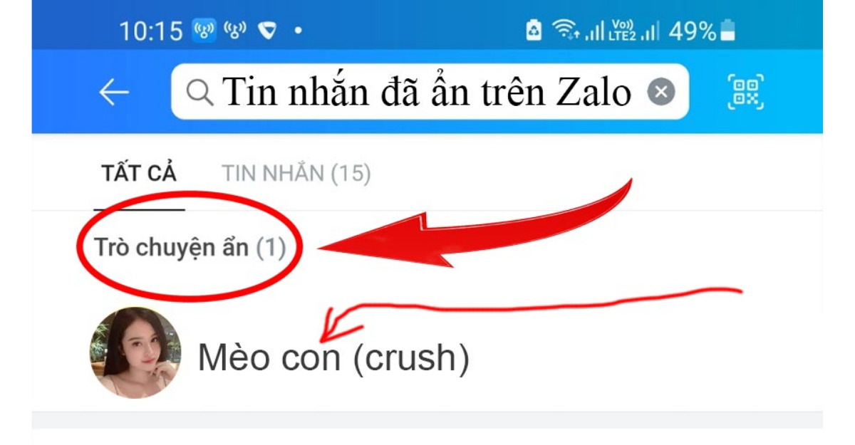 Cách tìm tin nhắn ẩn trên zalo qua Tên tài khoản