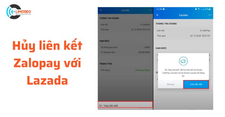 hủy liên kết Zalopay với Lazada