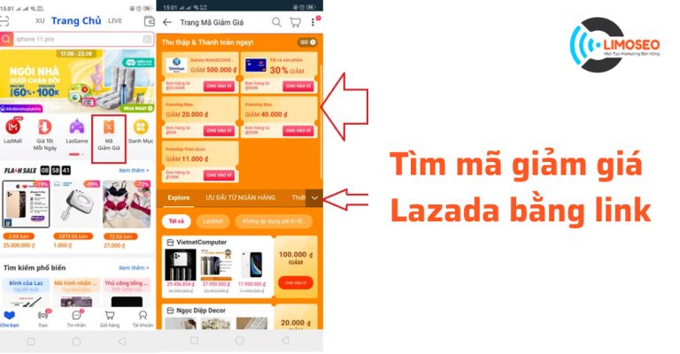 tìm mã giảm giá lazada bằng link