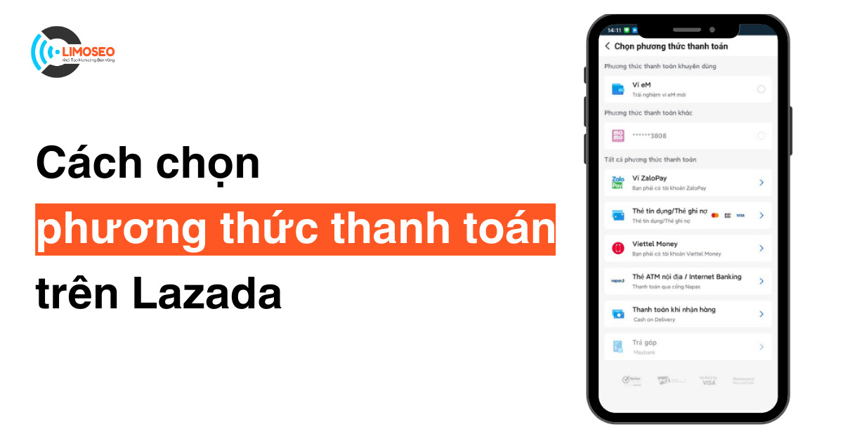 Cách chọn phương thức thanh toán trên lazada