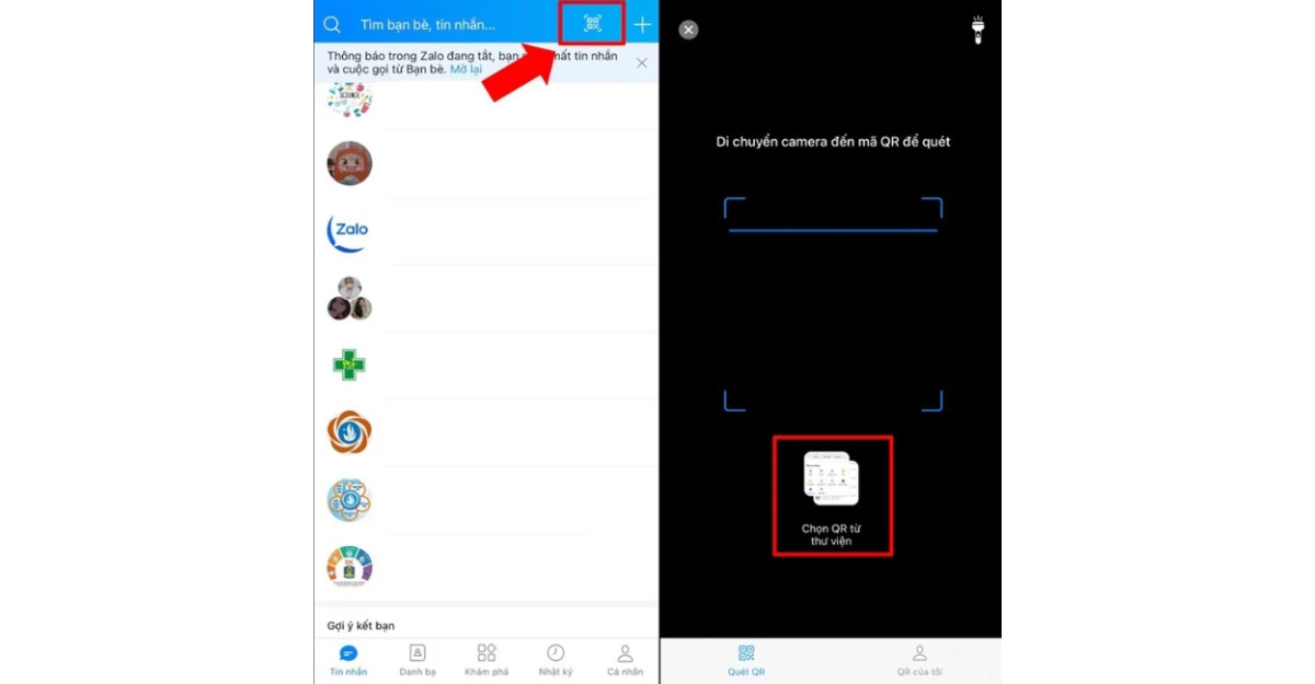 Cách kết bạn Zalo bằng mã QR cho iPhone