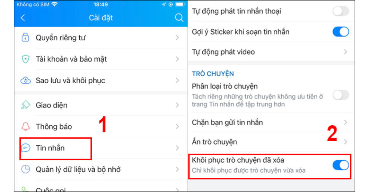 Cách khôi phục tin nhắn Zalo trên điện thoại Android
