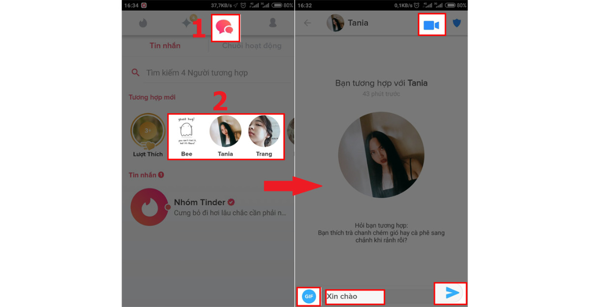 Cách nhắn tin trên tinder bằng điện thoại di động