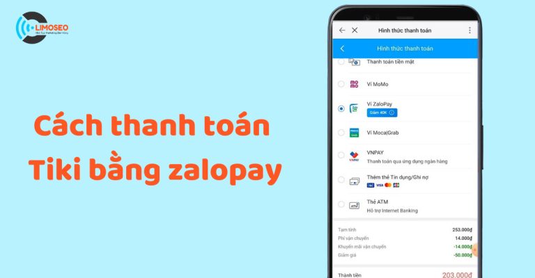 Cách thanh toán Tiki bằng zalopay
