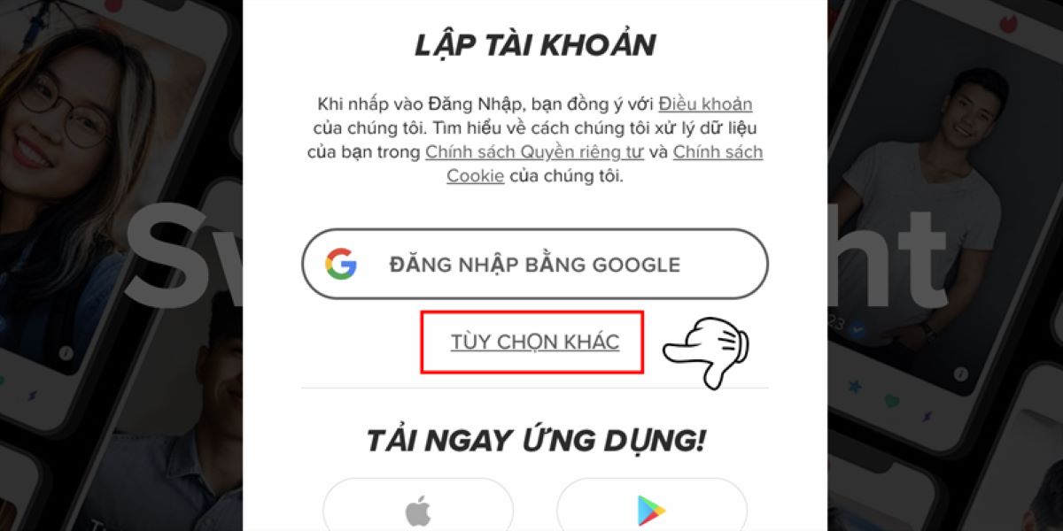 Hướng dẫn đăng nhập Tinder trên giao diện web