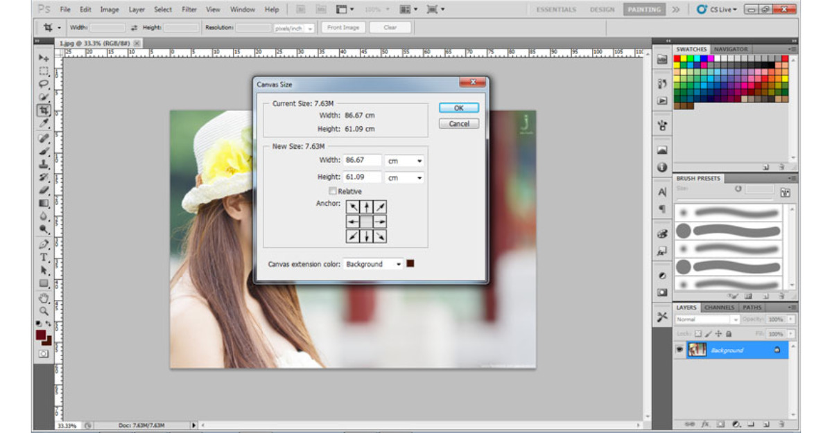 Cách thay đổi kích thước ảnh trong Photoshop bằng công cụ "Canvas Size"